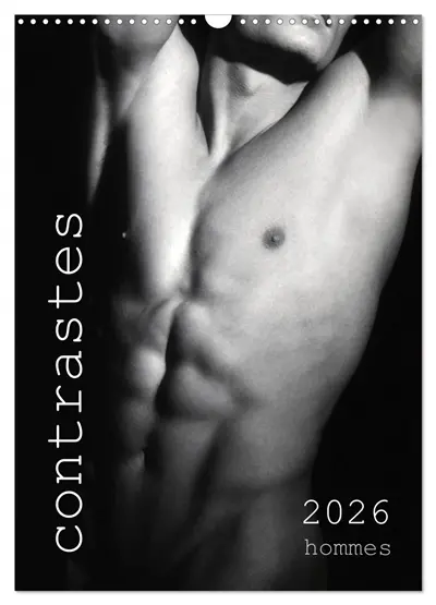 Contrastes hommes (Calendrier mural 2026 DIN A3 horizontal), CALVENDO calendrier mensuel : Calendrier mensuel avec 13 photos en noir et blanc avec du nu artistique masculin
