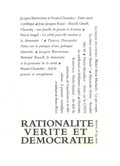 agone, n° 44. rationalité, vérité & démocratie