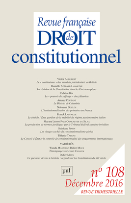 Revue française de droit constitutionnel, n° 108