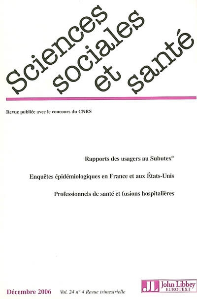 Sciences sociales et santé, n° 4 (2006)