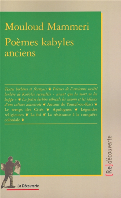 Poèmes kabyles anciens : textes berbères et français