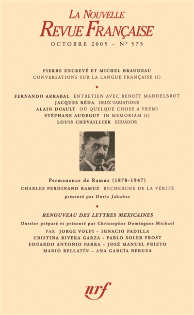 Nouvelle revue française, n° 575. Renouveau des lettres mexicaines