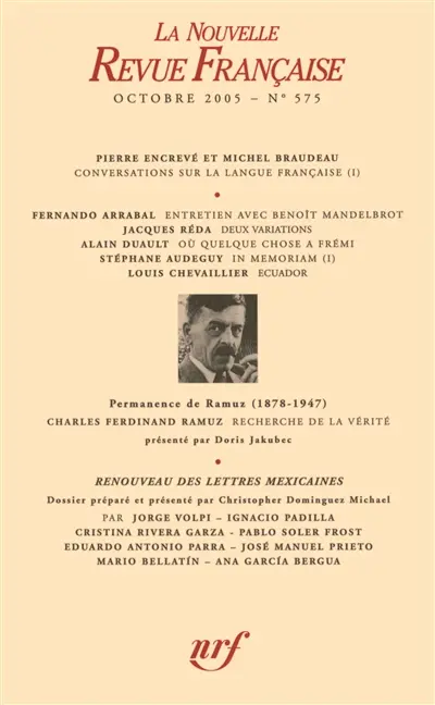 Nouvelle revue française, n° 575. Renouveau des lettres mexicaines