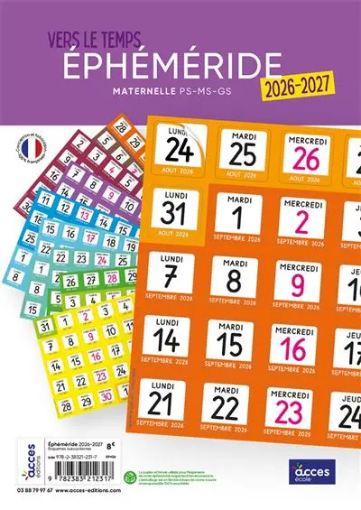 Ephéméride 2026-2027 : maternelle TPS, PS, MS, GS