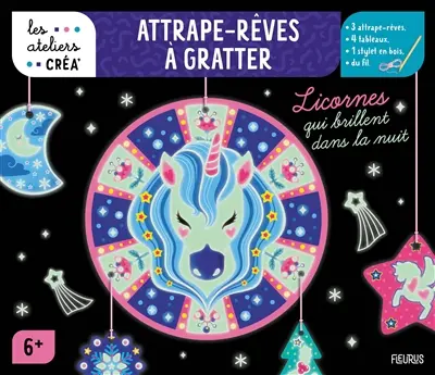 Licornes qui brillent dans la nuit : attrape-rêves à gratter
