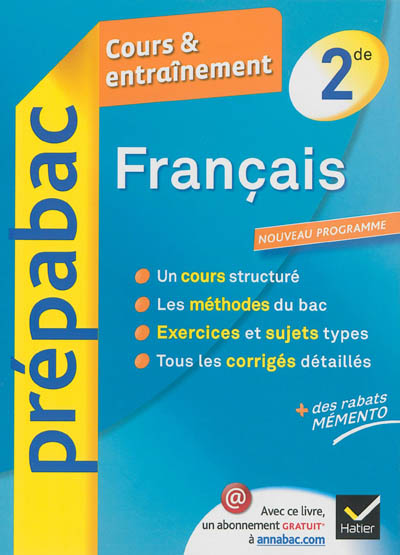 Français 2de : cours & entraînement : nouveau programme