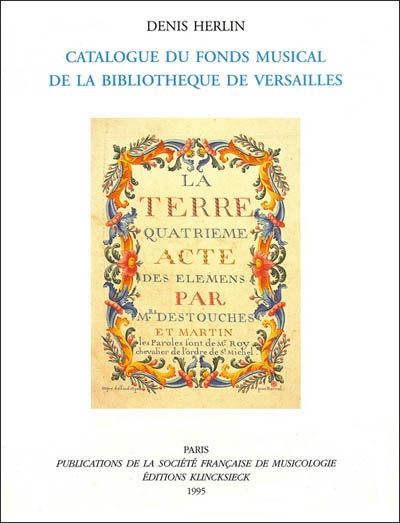 Catalogue du fonds musical de la bibliothèque de Versailles