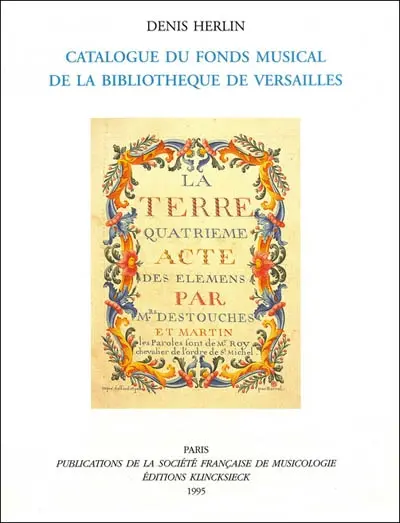 Catalogue du fonds musical de la bibliothèque de Versailles