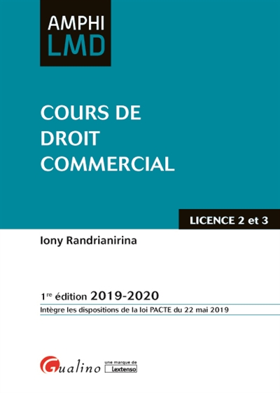Cours de droit commercial : licence 2 et 3, 2019-2020