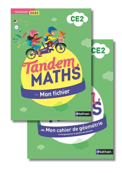 Tandem, maths CE2 : mon fichier + mon cahier de géométrie : programme 2025