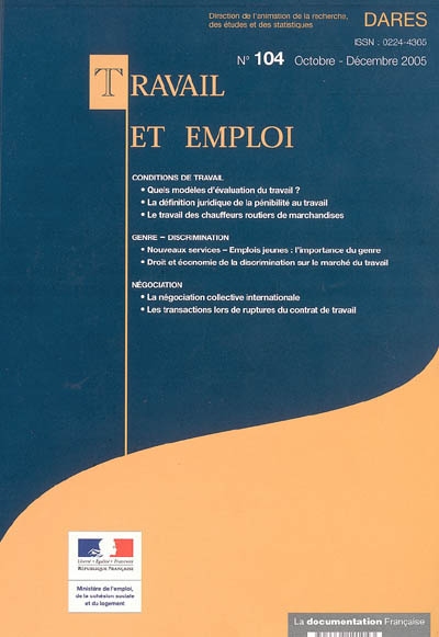 Travail et emploi, n° 104