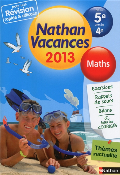 Nathan vacances 2013, de la 5e vers la 4e : maths