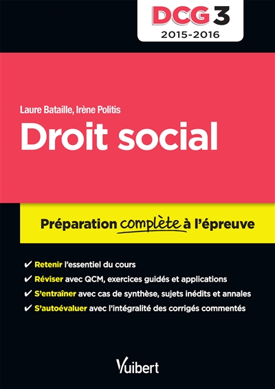 Droit social, DCG 3 : préparation complète à l'épreuve, 2015-2016