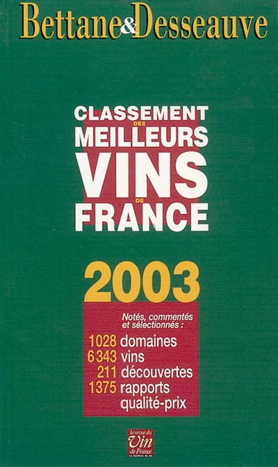 Le classement 2003 des meilleurs vins de France