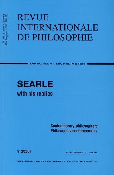 Revue internationale de philosophie, n° 216. Searle with replies