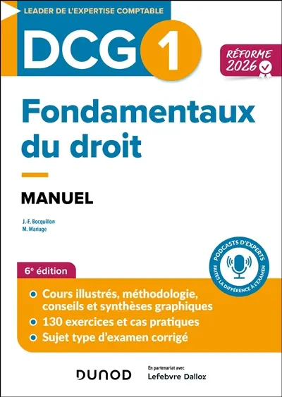 DCG 1, fondamentaux du droit : manuel : réforme 2026