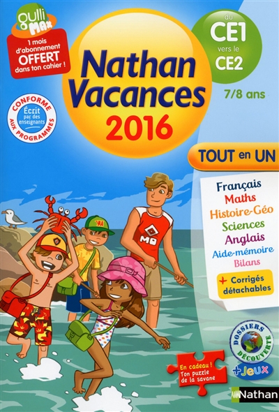 Nathan vacances 2016 du CE1 VERS LE CE2