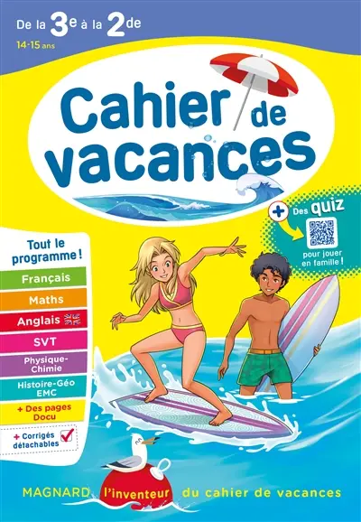 Cahier de vacances de la 3e à la 2de, 14-15 ans : tout le programme !