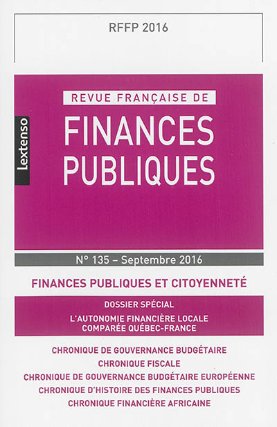 Revue française de finances publiques, n° 135. Finances publiques et citoyenneté