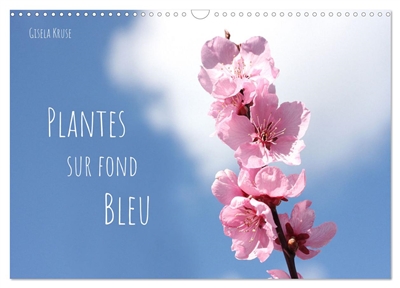 Plantes sur fond bleu (Calendrier mural 2025 DIN A3 vertical), CALVENDO calendrier mensuel : Des branches fleuries et des feuilles colorées se détachent sur un ciel bleu