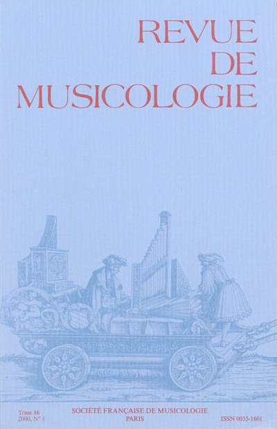 Revue de musicologie, n° 1 (2000)