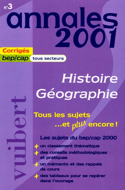 Histoire géographie : tous secteurs : sujets corrigés