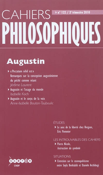Cahiers philosophiques, n° 122. Augustin