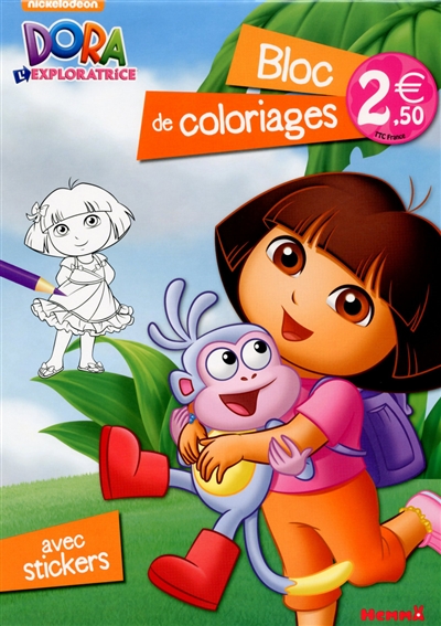 Dora l'exploratrice : bloc de coloriages avec stickers