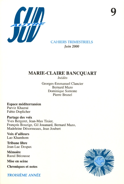 Autre Sud, n° 9. Marie-Claire Bancquart : inédits