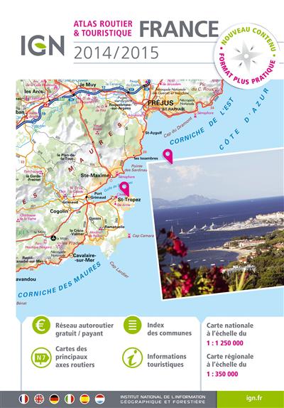 **FRANCE ATLAS ROUTIER ET TOURISTIQUE 2014-2015 SPIRALE FORMAT BOITE A GANTS