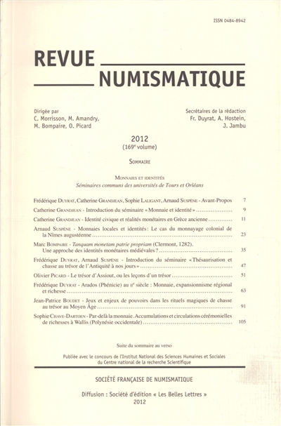 Revue numismatique, n° 169. Varia