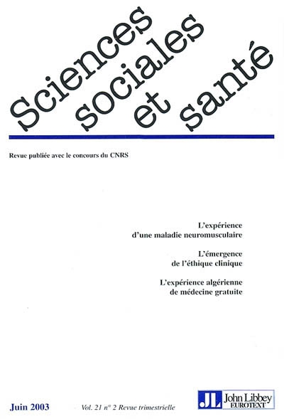 Sciences sociales et santé, n° 2 (2003)