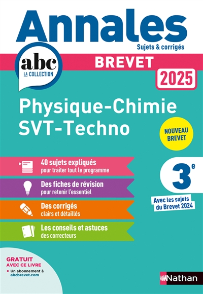 Physique chimie, SVT, techno 3e : brevet 2025 : nouveau brevet