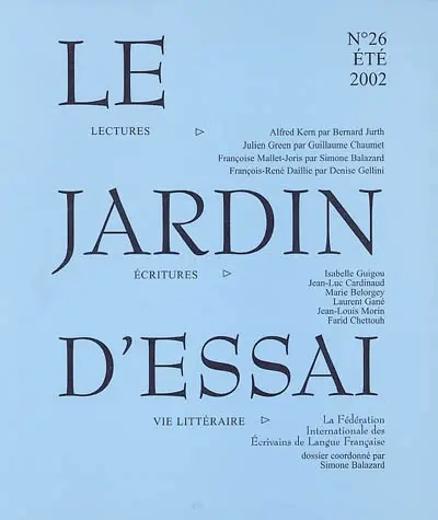 Jardin d'essai (Le), n° 26. Ecritures contemporaines