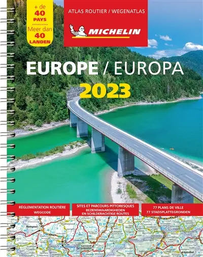 Europe 2023 : atlas routier : + de 40 pays. Europa 2023 : Wegenatlas : meer dan 40 landen