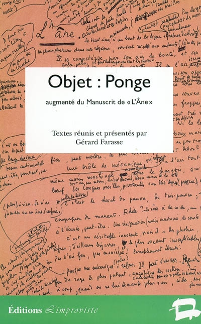 Objet : Ponge : augmenté du manuscrit de L'âne de Francis Ponge