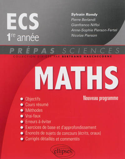 Maths ECS, 1re année : nouveau programme