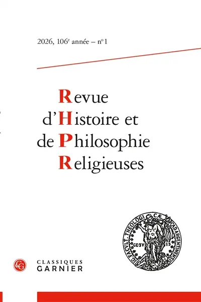 Revue d'histoire et de philosophie religieuses, n° 1 (2026). Varia Revue d'histoire et de philosophie religieuses, n° 1 (2026). Varia