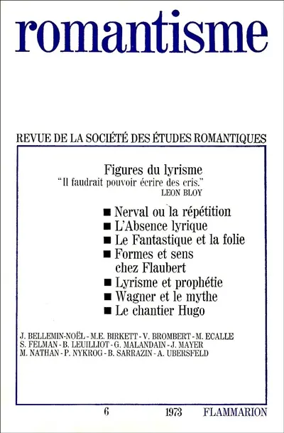 Romantisme, n° 6. Figures du lyrisme