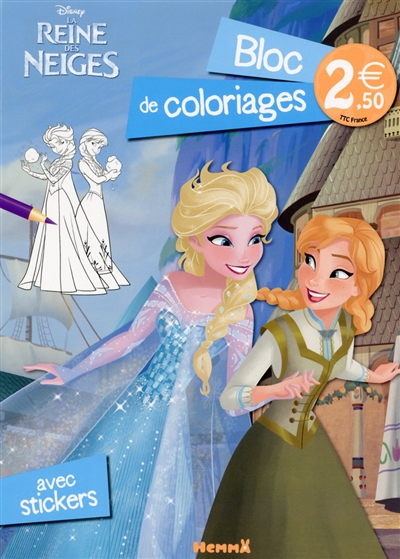 La reine des neiges : bloc de coloriages avec stickers