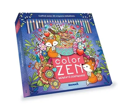 Color Zen : Moments gourmands : Coffret avec 20 crayons métallisés