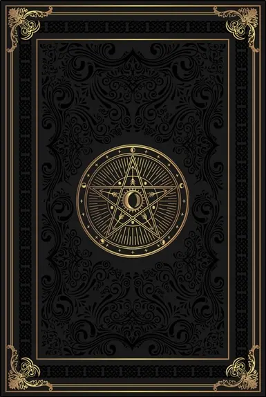 Grimoire vierge pentacle lunaire : noir
