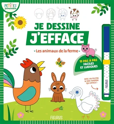Les animaux de la ferme : je dessine, j'efface Les animaux de la ferme : je dessine, j'efface