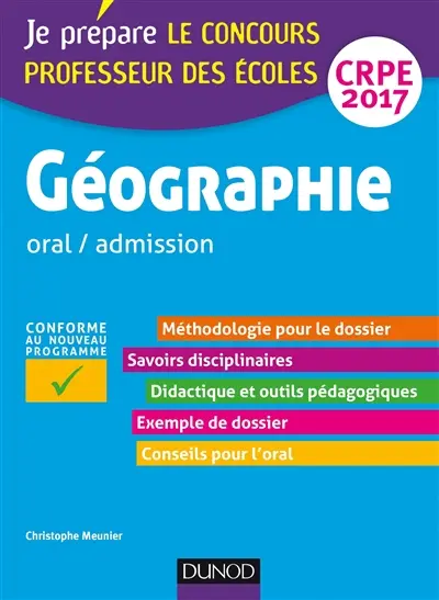 Géographie : professeur des écoles, concours 2017 : oral-admission, CRPE 2017