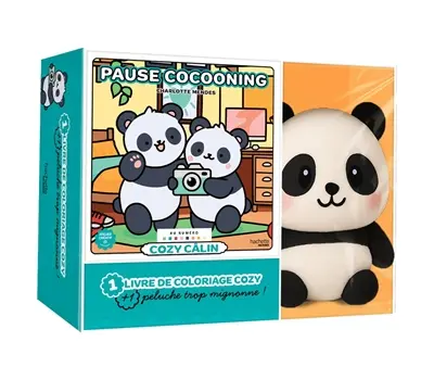 Cozy câlin au numéro : pause cocooning : 1 livre de coloriage cozy + 1 peluche trop mignonne !