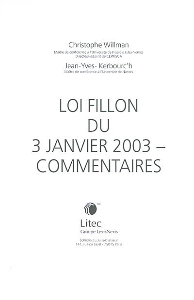 Loi Fillon du 3 janvier 2003 : commentaires