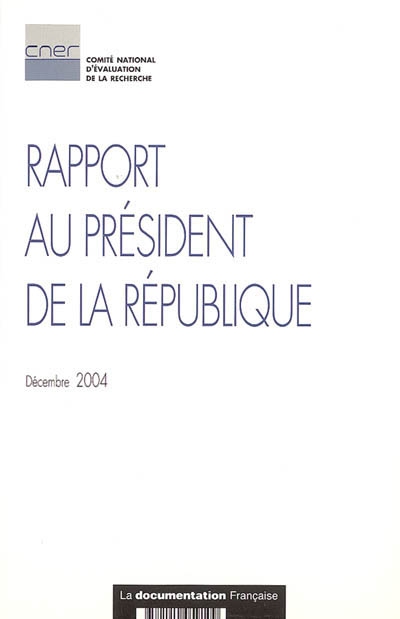 Rapport au président de la République : décembre 2004