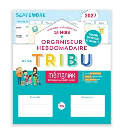 Organiseur hebdomadaire de ma tribu 2027 : 16 mois, de septembre 2026 à décembre 2027