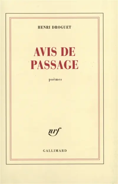 Avis de passage : poèmes