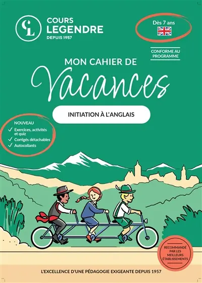 Mon cahier de vacances : initiation à l'anglais : dès 7 ans